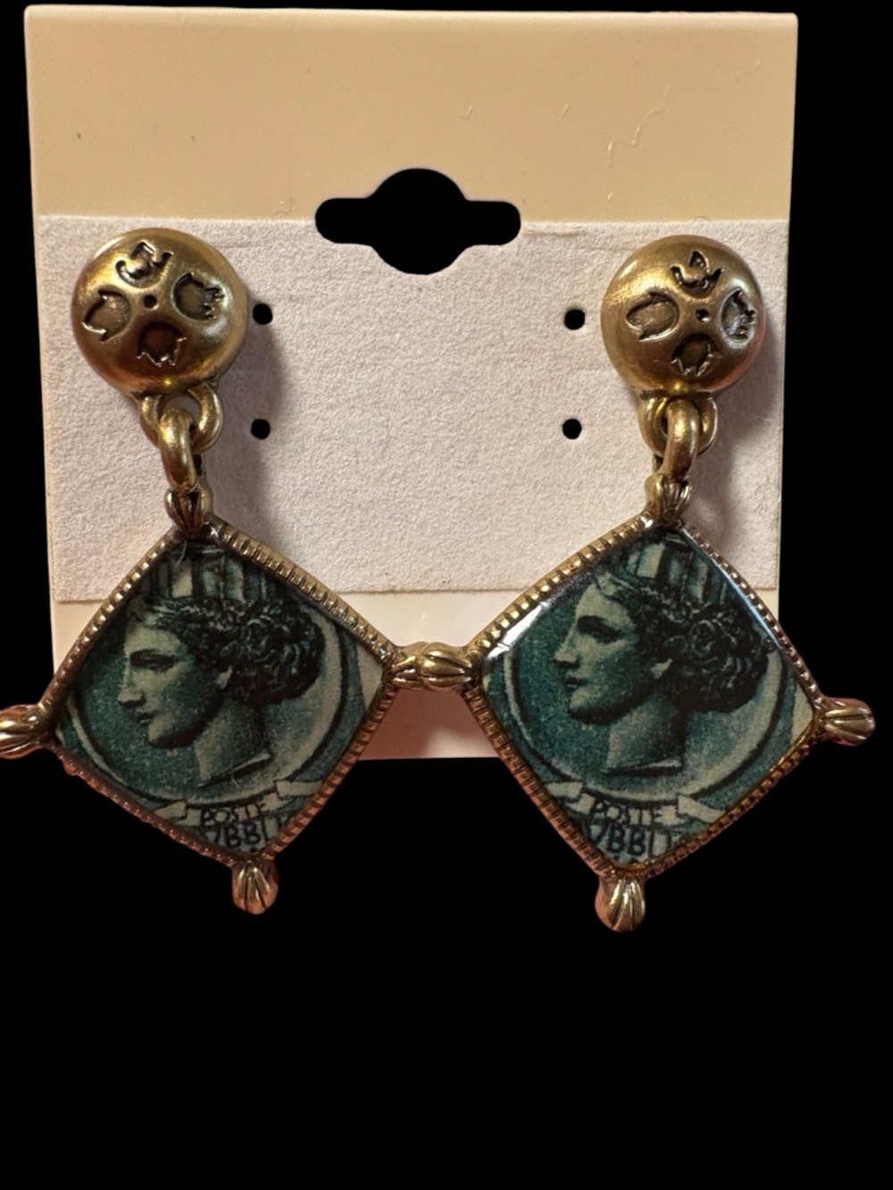 NWT Patricia Nash Gold-Tone Green Cameo Drop Earrings - Women Jewelry